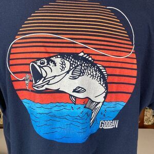 Googan Squad Men 2XL Navy Fishing Graphic T Shirt Bass Short Sleeve Pocket Tee
